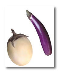 White and Chinese (purple) eggplant prior to freezing