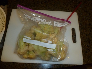 cauliflower using a straw