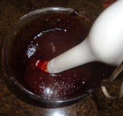 cherry butter being pureed