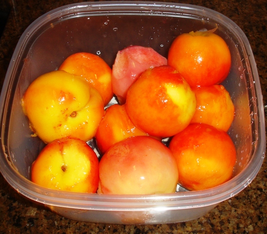 Peeling the Peaches - skinned peaches