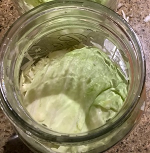 Cabbage leaf in the jar