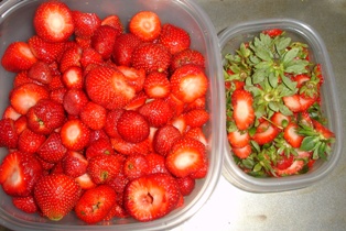 hulled strawberries