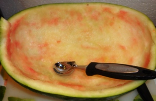 Scraped watermelon rind