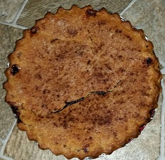 Blackberry pie with a crust topping