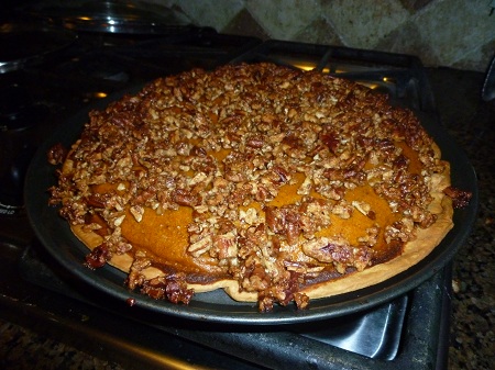 carrot pie with a pecan topping