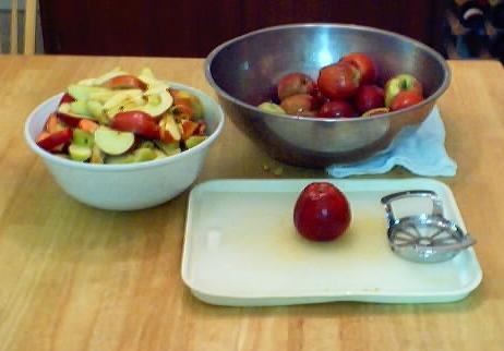 Pears being chopped up