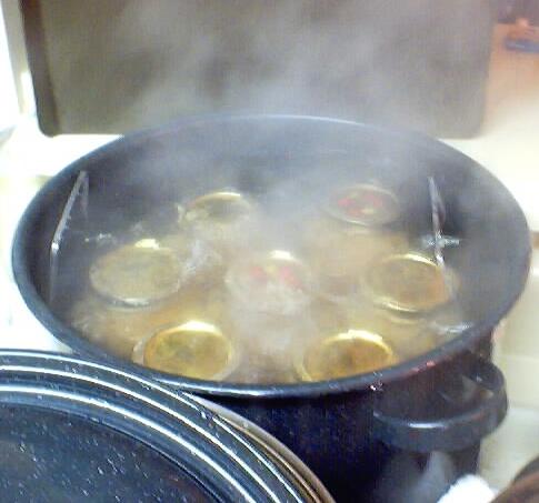 jars processing in the water bath canner