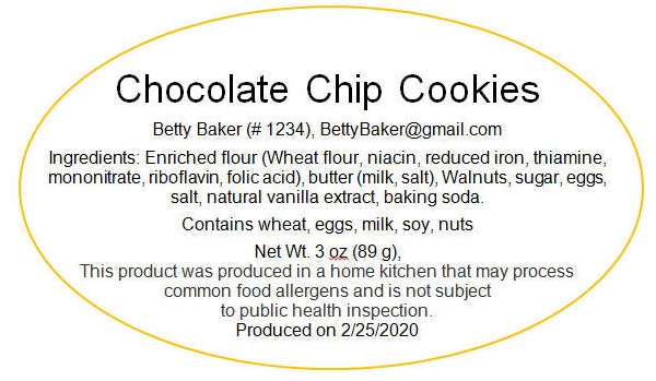 Arizona Cottage Food Labeling Requirements