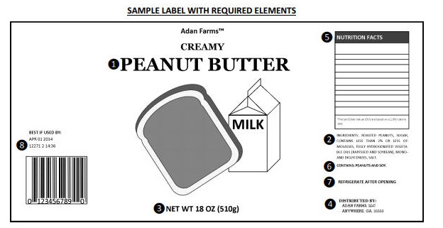 Sample Georgia Cottage Foods Label