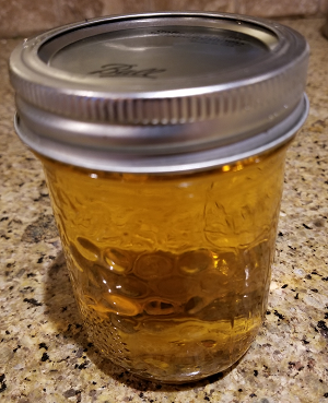 Honeysuckle jelly in jars