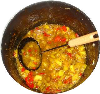 peach salsa: cooking