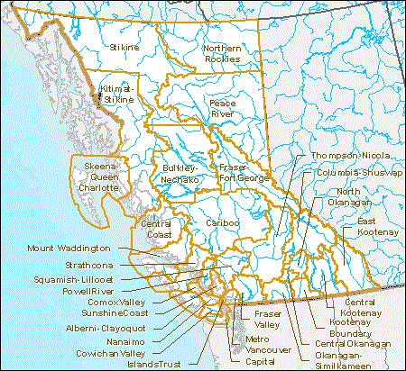 British Columbia Regional Districts Map