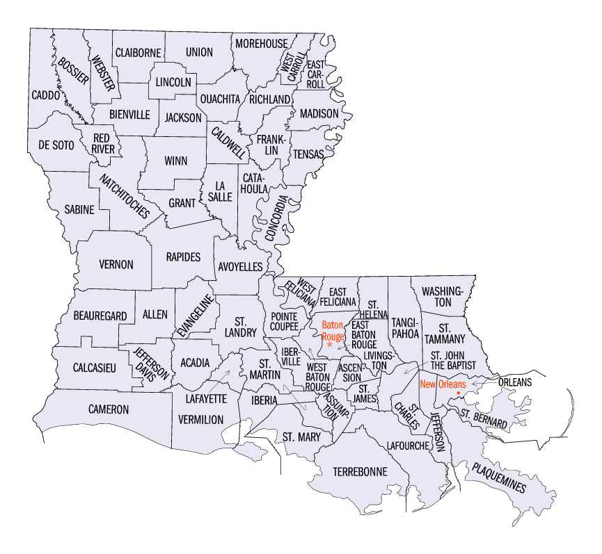 Louisiana County map