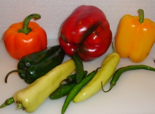 a variety of peppers