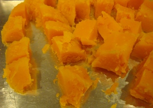 pumpkin cut into cubes