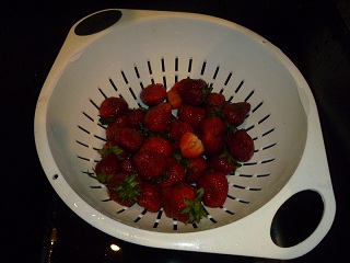 Strawberries being washed